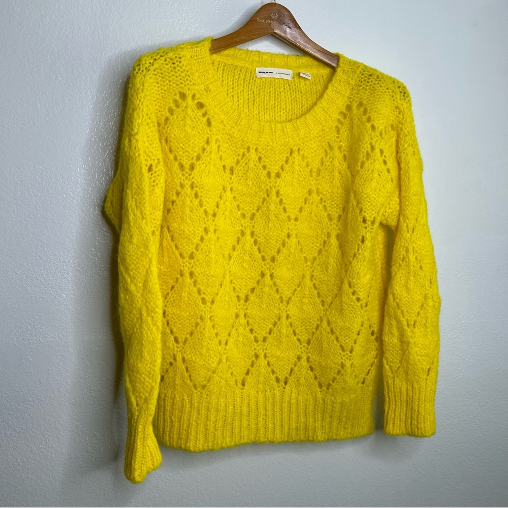 Anthropologie Alpaca Yellow Knit Pullover Sweater XS